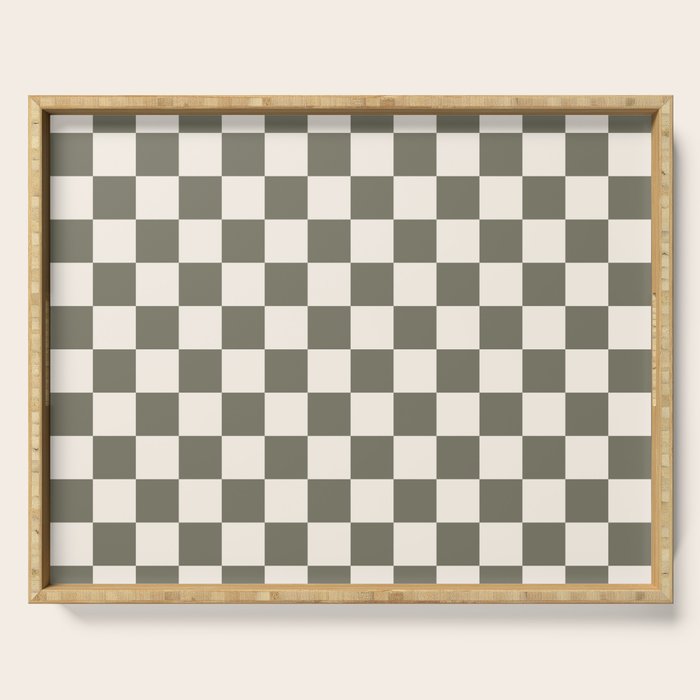 Checkerboard - Olive Green Serving Tray Gallery Image 1