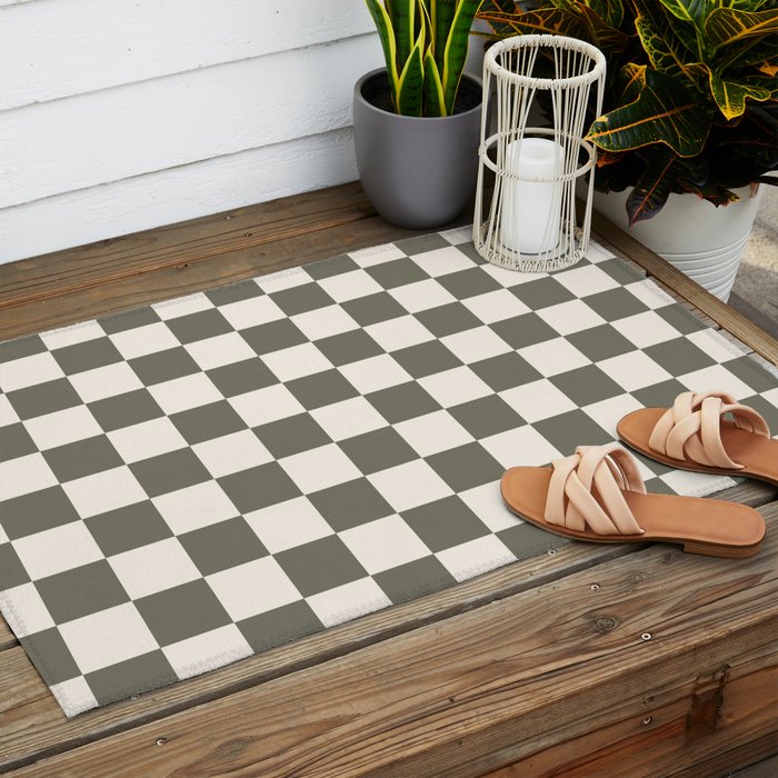 Checkerboard - Olive Green Outdoor Rug Gallery Image 2