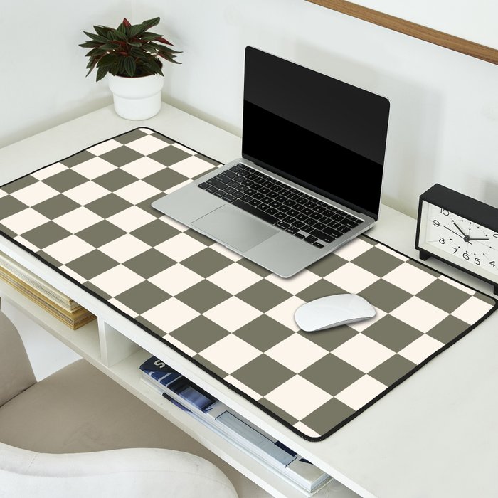 Checkerboard - Olive Green Desk Mat Gallery Image 2