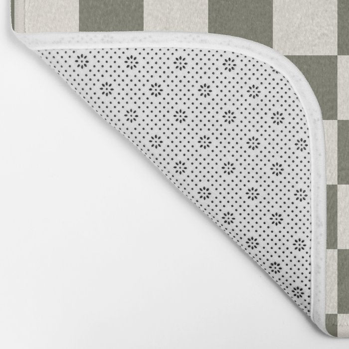 Checkerboard - Olive Green Bath Mat Gallery Image 2