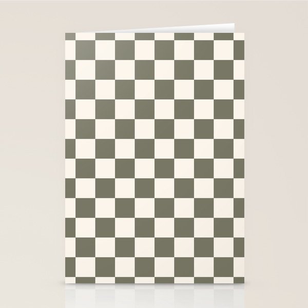 Checkerboard - Olive Green Stationery Card Gallery Image 2