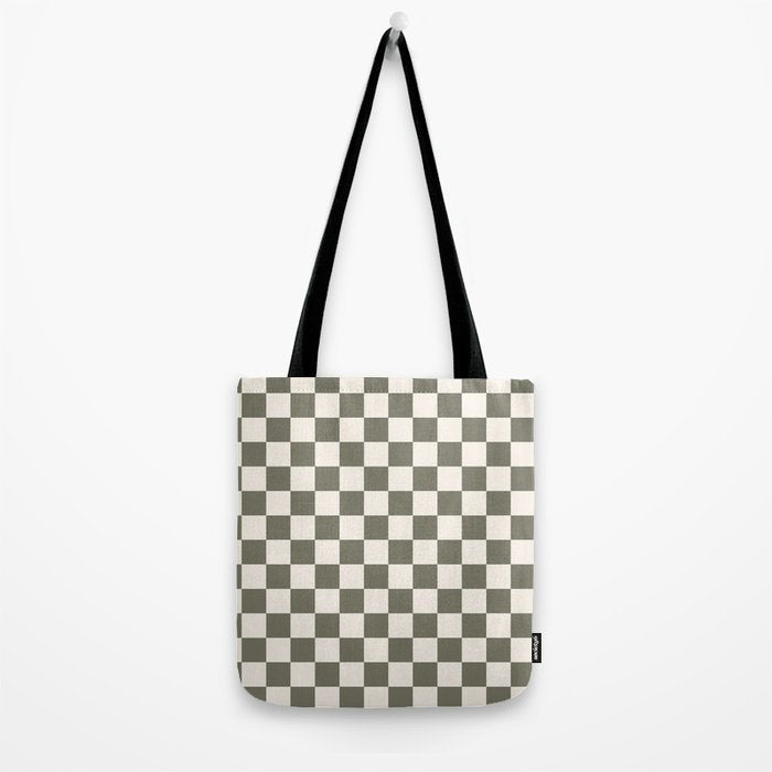 Checkerboard - Olive Green Tote Bag Gallery Image 2