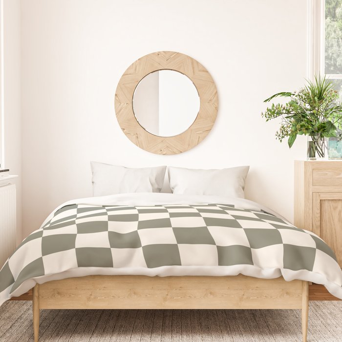 Checkerboard - Olive Green Duvet Cover Gallery Image 3