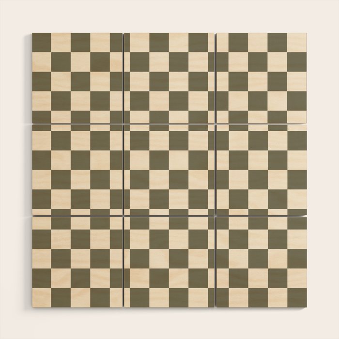 Checkerboard - Olive Green Wood Wall Art Gallery Image 1