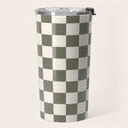 Checkerboard - Olive Green Travel Mug Gallery Image 2