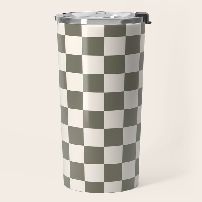 Checkerboard - Olive Green Travel Mug Gallery Image 2