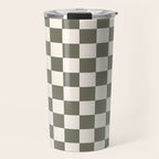 Checkerboard - Olive Green Travel Mug Gallery Image 1