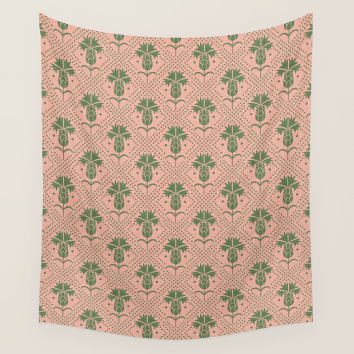 Bachelor Button Boutonniere Peach Green Wall Tapestry Gallery Image 4