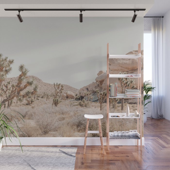 Pale Desert #4 - Joshua Tree Cactus, Nature Art, Landscape Photography Wall Mural Gallery Image 1