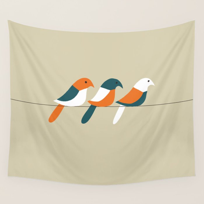 Birds on wire Wall Tapestry Gallery Image 4