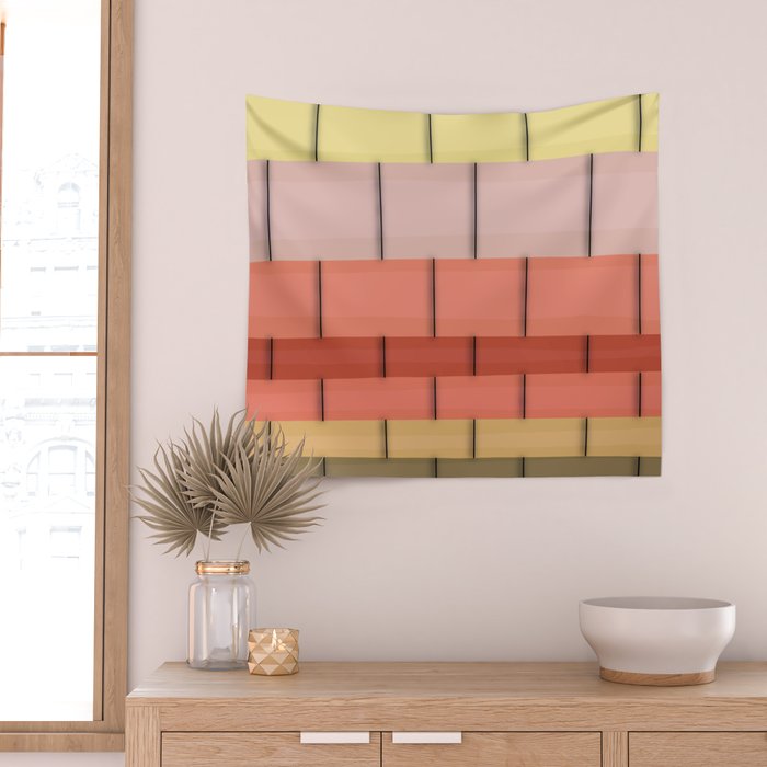 Colorful Tiles In Lines Wall Tapestry Gallery Image 2