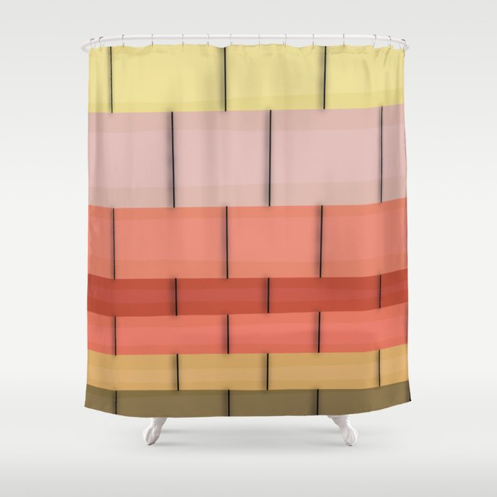 Colorful Tiles In Lines Shower Curtain Gallery Image 1