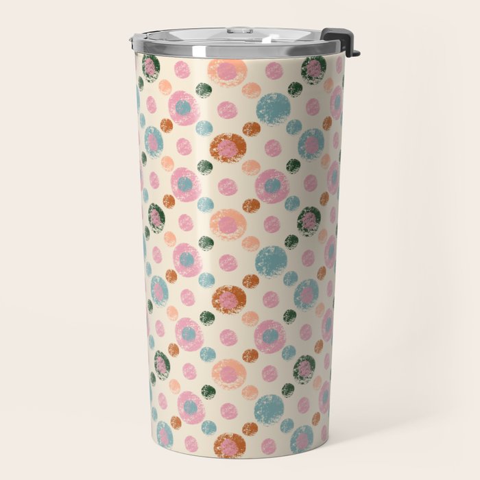 Small Pastel Color Polka Dot Pattern Travel Mug Gallery Image 2