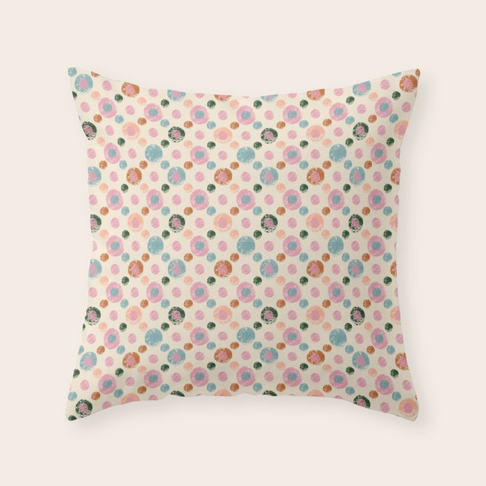 Small Pastel Color Polka Dot Pattern Throw Pillow Gallery Image 6