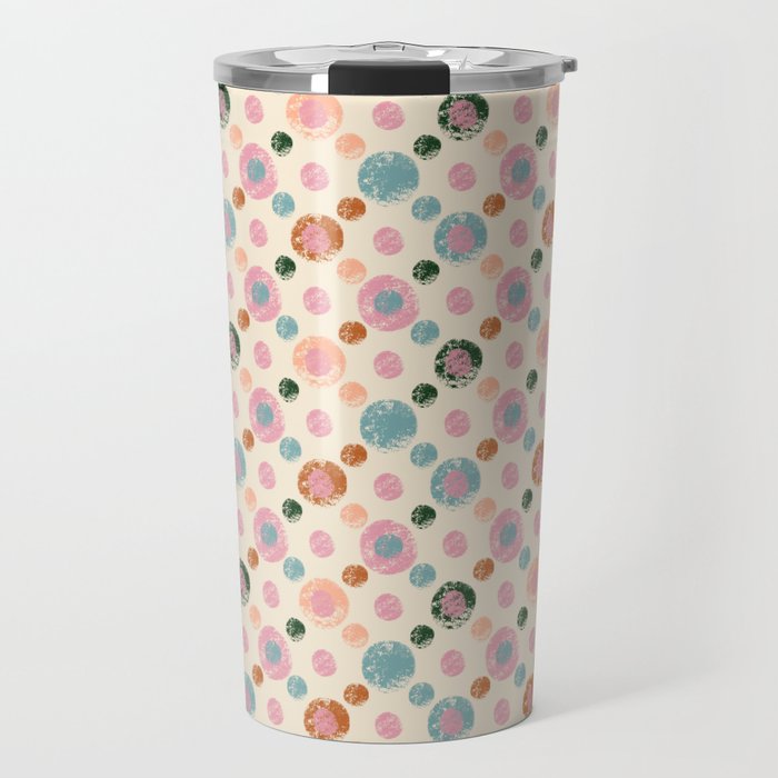 Small Pastel Color Polka Dot Pattern Travel Mug Gallery Image 1