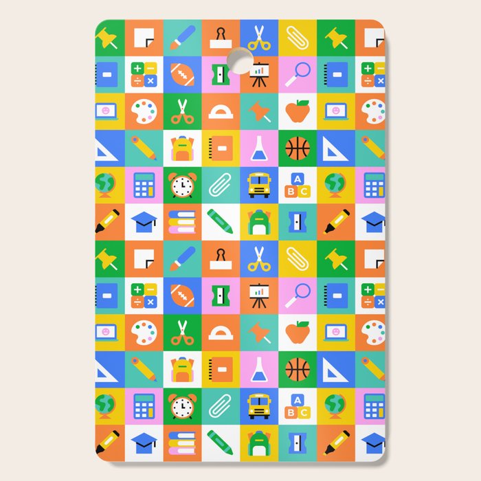 Fun colorful back to school mosaic pattern Cutting Board Gallery Image 1