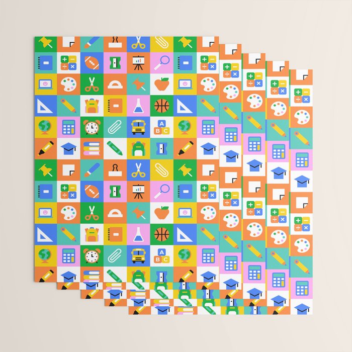 Fun colorful back to school mosaic pattern Wrapping Paper Gallery Image 3