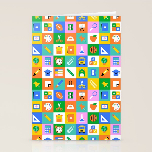 Fun colorful back to school mosaic pattern Stationery Card Gallery Image 2