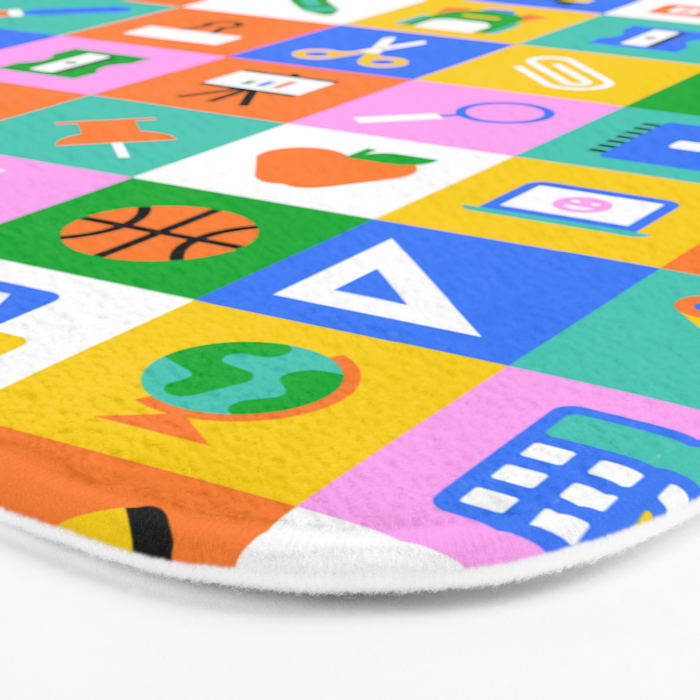 Fun colorful back to school mosaic pattern Bath Mat Gallery Image 3
