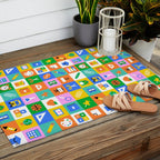 Fun colorful back to school mosaic pattern Outdoor Rug Gallery Image 2