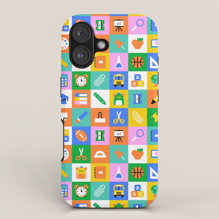 Fun colorful back to school mosaic pattern iPhone Case Gallery Image 1