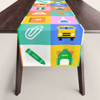 Fun colorful back to school mosaic pattern Table Runner Gallery Image 1