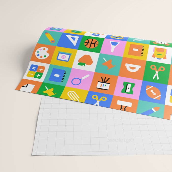 Fun colorful back to school mosaic pattern Wrapping Paper Gallery Image 2