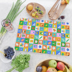 Fun colorful back to school mosaic pattern Cutting Board Gallery Image 2