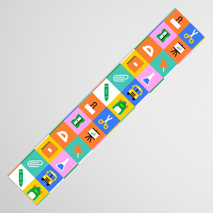 Fun colorful back to school mosaic pattern Table Runner Gallery Image 3