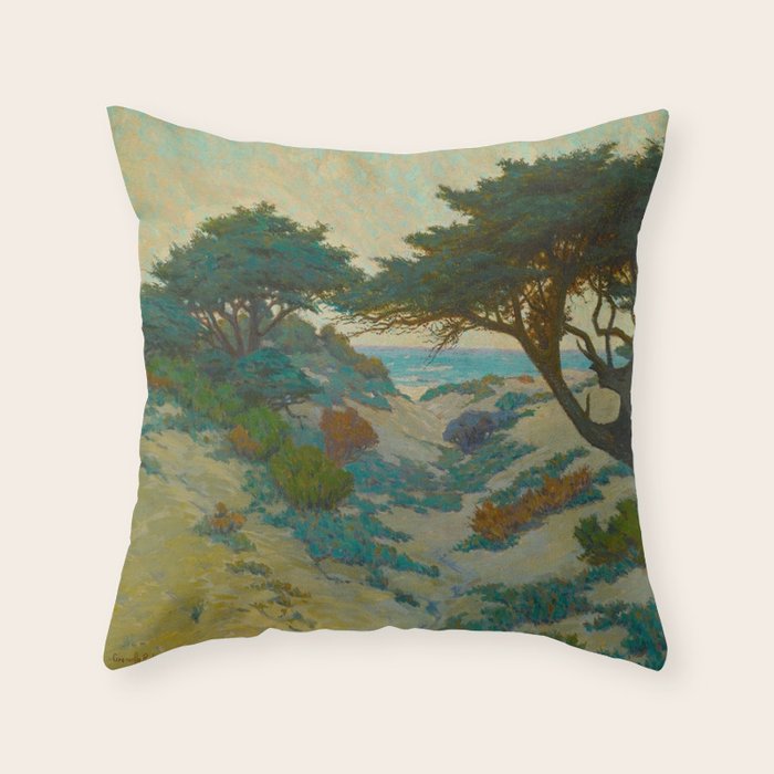 Granville Redmond Carmel Coast Oil Painting Vintage American Art Throw Pillow Gallery Image 1