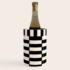 Long Blocks Vertical Horizontal Geometric Minimalist Pattern in Black and Almond Cream Wine Chiller Gallery Image 2