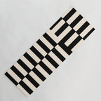 Long Blocks Vertical Horizontal Geometric Minimalist Pattern in Black and Almond Cream Yoga Mat Gallery Image 1
