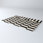 Long Blocks Vertical Horizontal Geometric Minimalist Pattern in Black and Almond Cream Rug Gallery Image 3