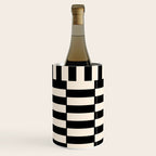 Long Blocks Vertical Horizontal Geometric Minimalist Pattern in Black and Almond Cream Wine Chiller Gallery Image 3