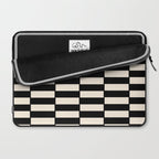Long Blocks Vertical Horizontal Geometric Minimalist Pattern in Black and Almond Cream Laptop Sleeve Gallery Image 2