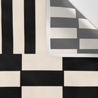 Long Blocks Vertical Horizontal Geometric Minimalist Pattern in Black and Almond Cream Wall Tapestry Gallery Image 3