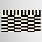 Long Blocks Vertical Horizontal Geometric Minimalist Pattern in Black and Almond Cream Tablecloth Gallery Image 2