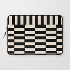 Long Blocks Vertical Horizontal Geometric Minimalist Pattern in Black and Almond Cream Laptop Sleeve Gallery Image 1