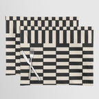 Long Blocks Vertical Horizontal Geometric Minimalist Pattern in Black and Almond Cream Placemat Gallery Image 1