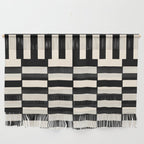 Long Blocks Vertical Horizontal Geometric Minimalist Pattern in Black and Almond Cream Wall Hanging Gallery Image 1