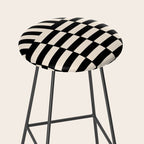 Long Blocks Vertical Horizontal Geometric Minimalist Pattern in Black and Almond Cream Stool Gallery Image 2
