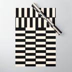 Long Blocks Vertical Horizontal Geometric Minimalist Pattern in Black and Almond Cream Wrapping Paper Gallery Image 1