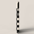 Long Blocks Vertical Horizontal Geometric Minimalist Pattern in Black and Almond Cream iPhone Case Gallery Image 2