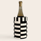 Long Blocks Vertical Horizontal Geometric Minimalist Pattern in Black and Almond Cream Wine Chiller Gallery Image 1