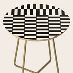 Long Blocks Vertical Horizontal Geometric Minimalist Pattern in Black and Almond Cream Side Table Gallery Image 2