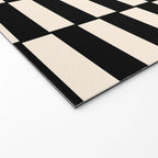 Long Blocks Vertical Horizontal Geometric Minimalist Pattern in Black and Almond Cream Welcome Mat Gallery Image 2