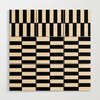 Long Blocks Vertical Horizontal Geometric Minimalist Pattern in Black and Almond Cream Wood Wall Art Gallery Image 1