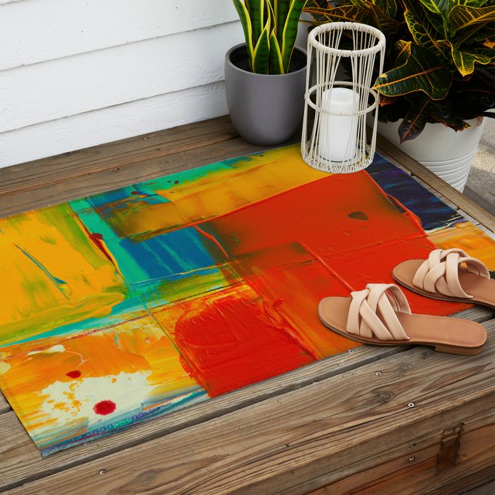 Mid Century Abstract Art Outdoor Rug Gallery Image 2
