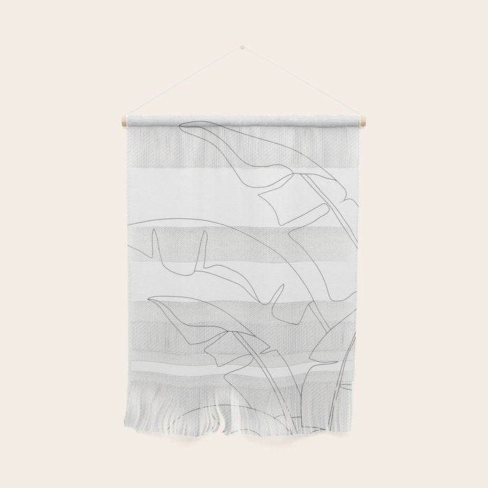 Minimal Line Art Banana Leaves Wall Hanging Gallery Image 1
