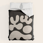 Mid Century Modern Organic Shapes 352 Black and Linen White Duvet Cover Gallery Image 6